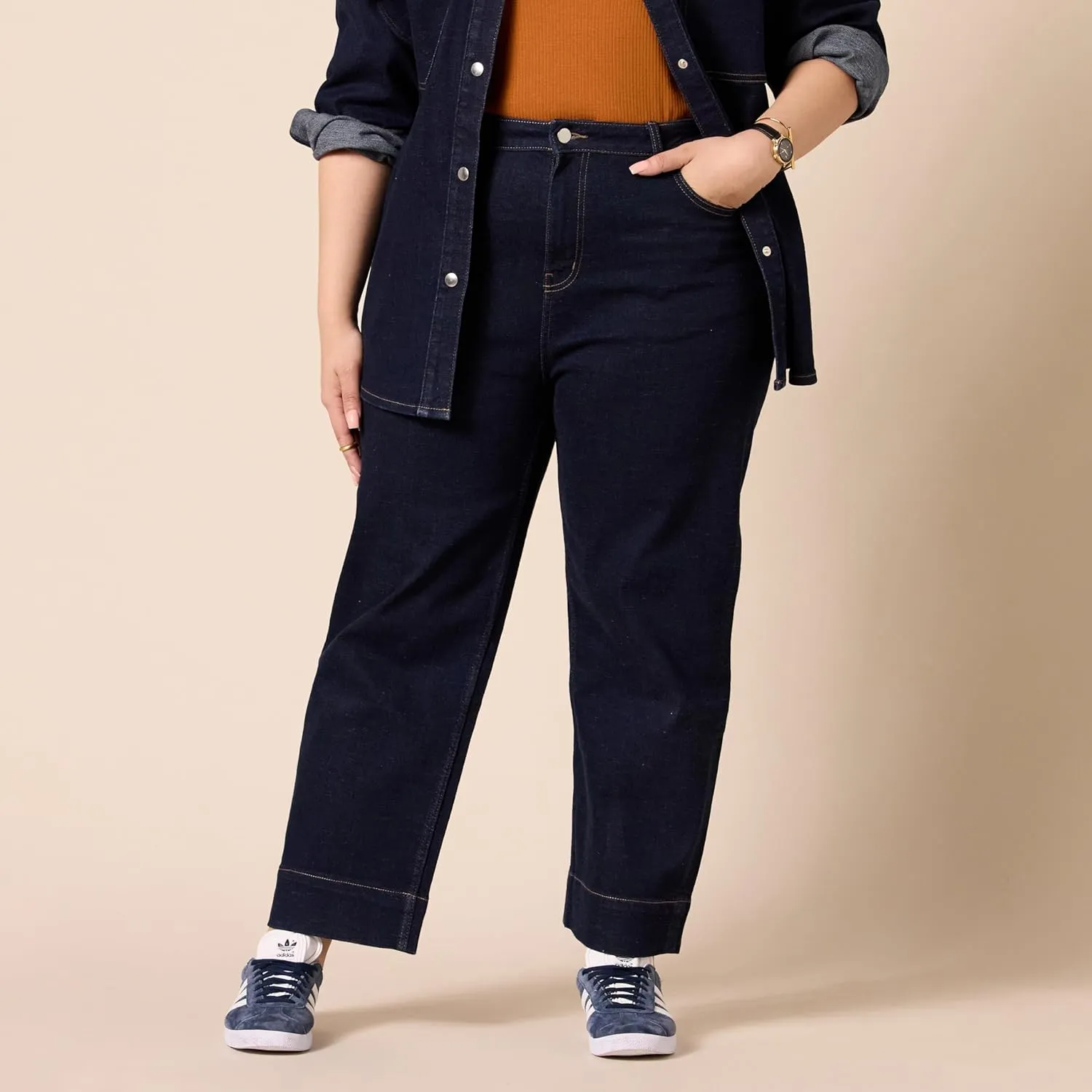 Amazon Essentials Women's High-Rise Regular-Fit Ankle-Length Wide-Leg Jean