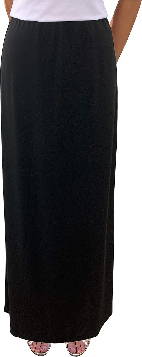 BABY O Women's Basic Modest 37" Below The Knee Ankle Length Maxi Straight Skirt