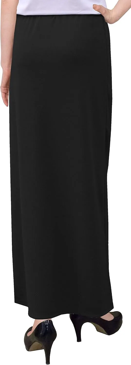 BABY O Women's Basic Modest 37" Below The Knee Ankle Length Maxi Straight Skirt