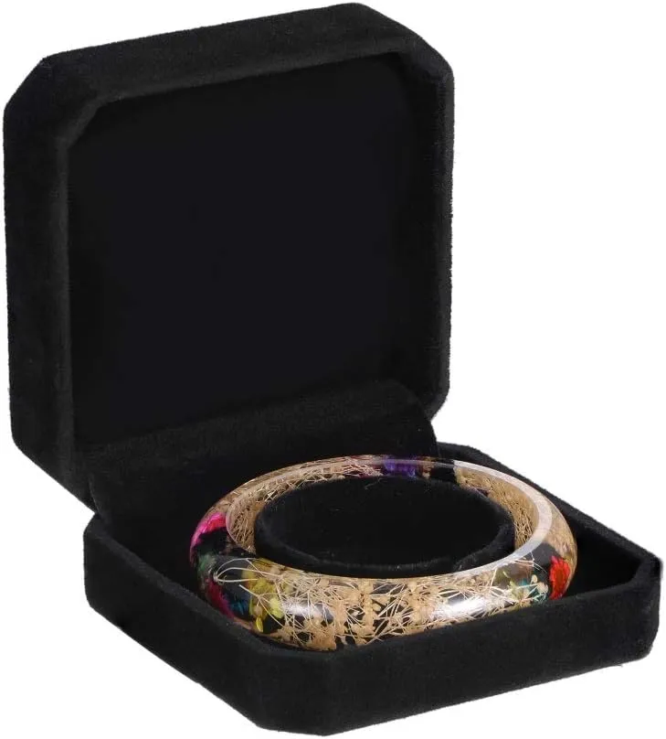 HooAMI Square Black Velvet Bracelet Gift Box Jewelry Display