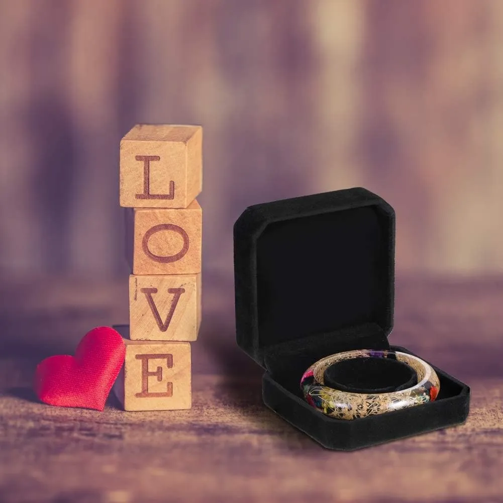 HooAMI Square Black Velvet Bracelet Gift Box Jewelry Display