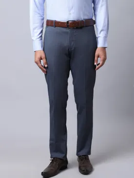 Men's Slim fit Flat front Navy Blue  Trousers