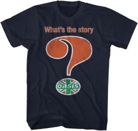 Oasis Band T Shirt What's The Story Adult Navy Short Sleeve 90s Rock Music Vintage Style Graphic Tees