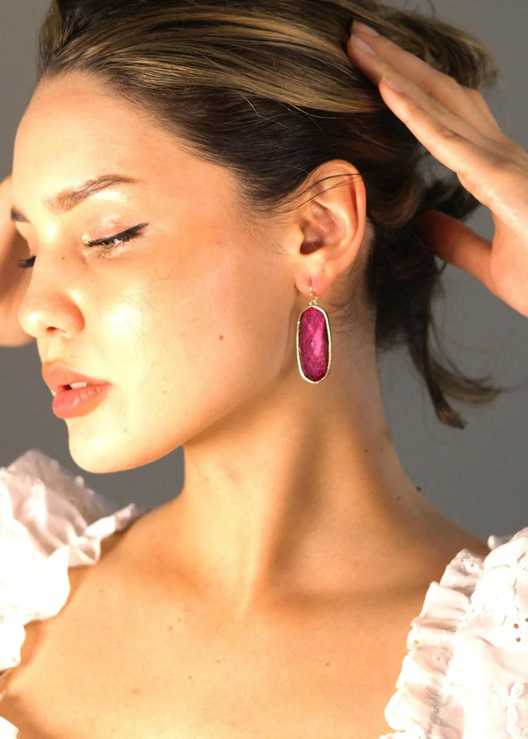 POMINA Fashion Statement Resin Oval Teardrop Dangle Earrings for Women Colorful Sparkle Faceted Crystal Glass Dangle Drop Earrings