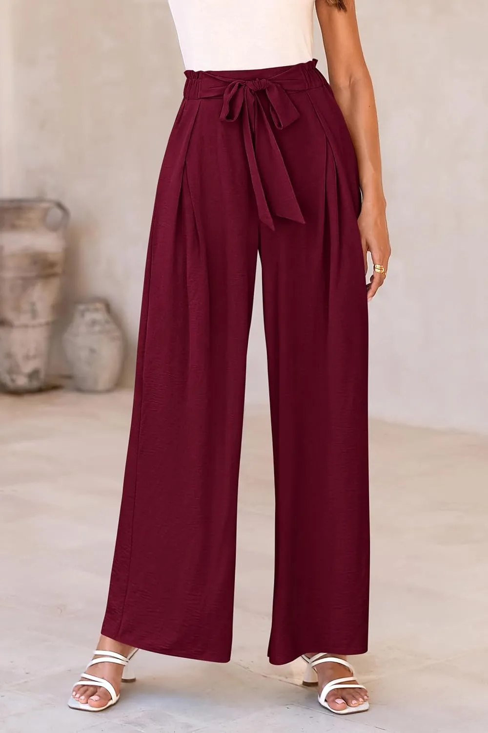 PRETTYGARDEN Women's Wide Leg Work Pants Business Casual High Waisted Loose Palazzo Trouser Summer Clothes