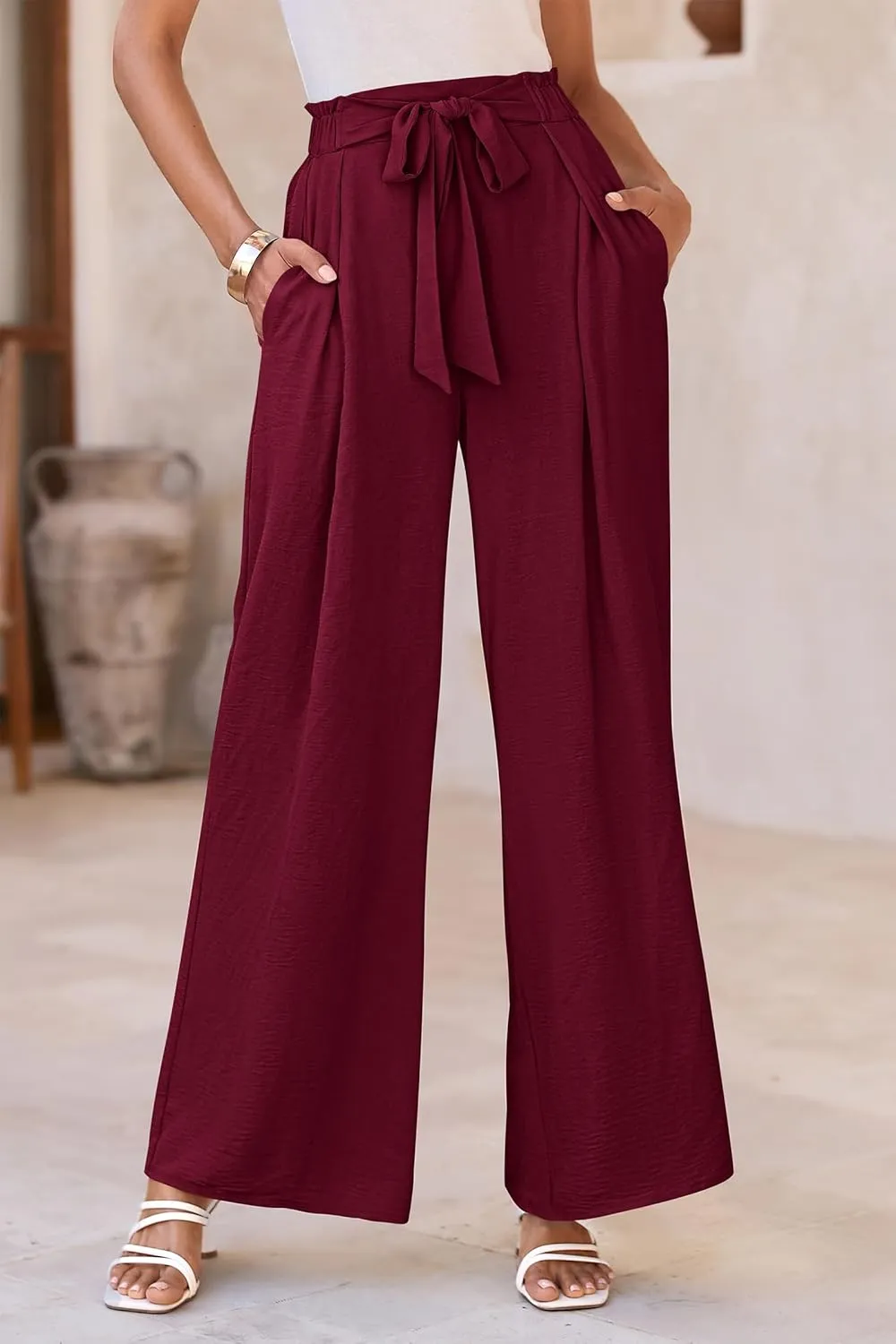 PRETTYGARDEN Women's Wide Leg Work Pants Business Casual High Waisted Loose Palazzo Trouser Summer Clothes