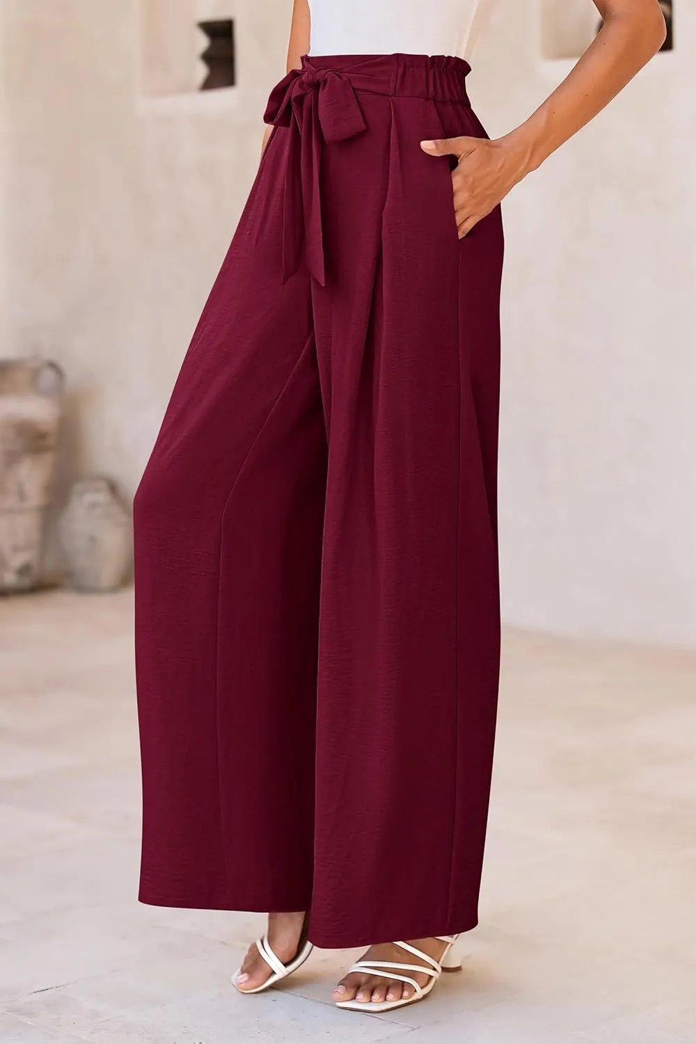 PRETTYGARDEN Women's Wide Leg Work Pants Business Casual High Waisted Loose Palazzo Trouser Summer Clothes
