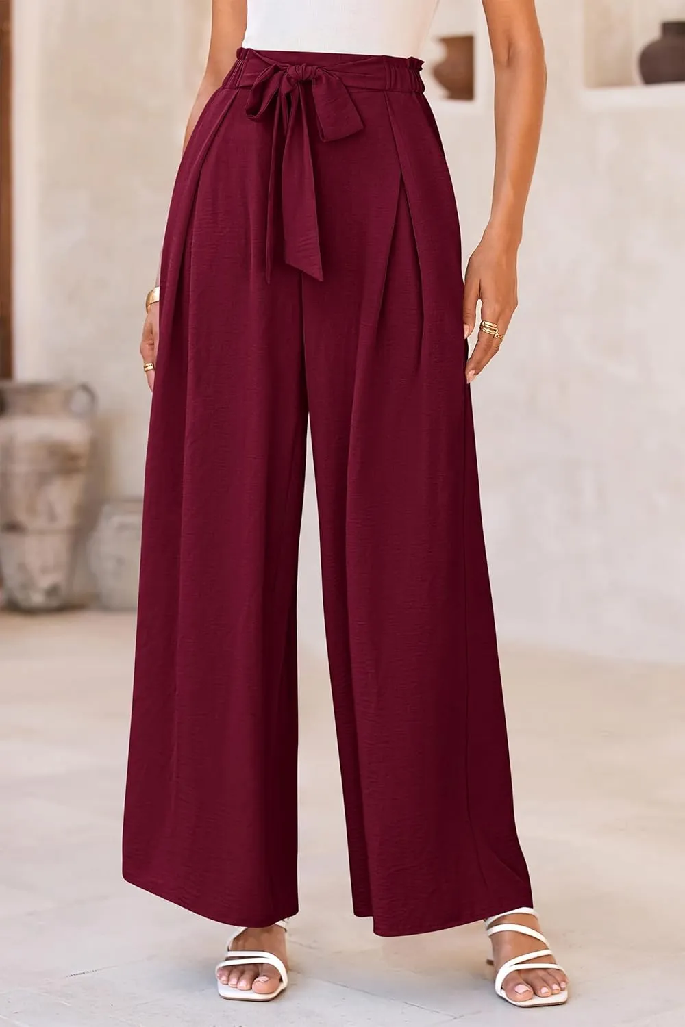 PRETTYGARDEN Women's Wide Leg Work Pants Business Casual High Waisted Loose Palazzo Trouser Summer Clothes