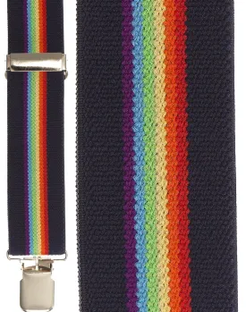 "Navy Rainbow Terry Stripe" Suspenders