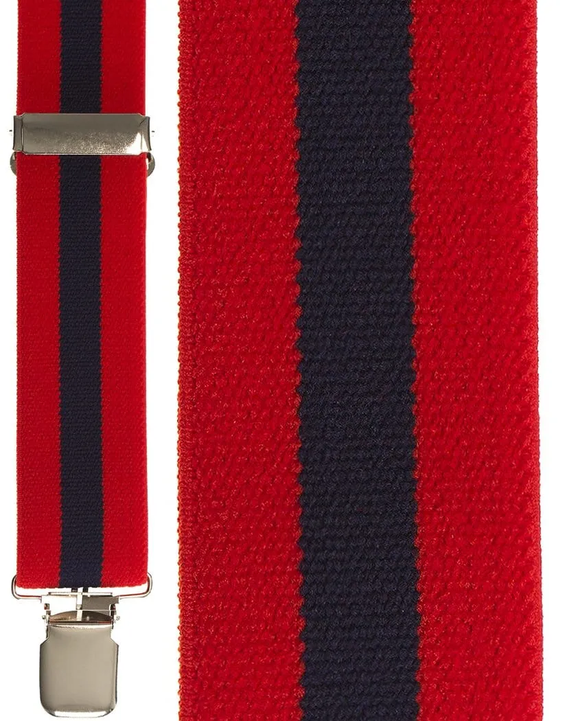"Red Navy Red Terry Stripe" Suspenders