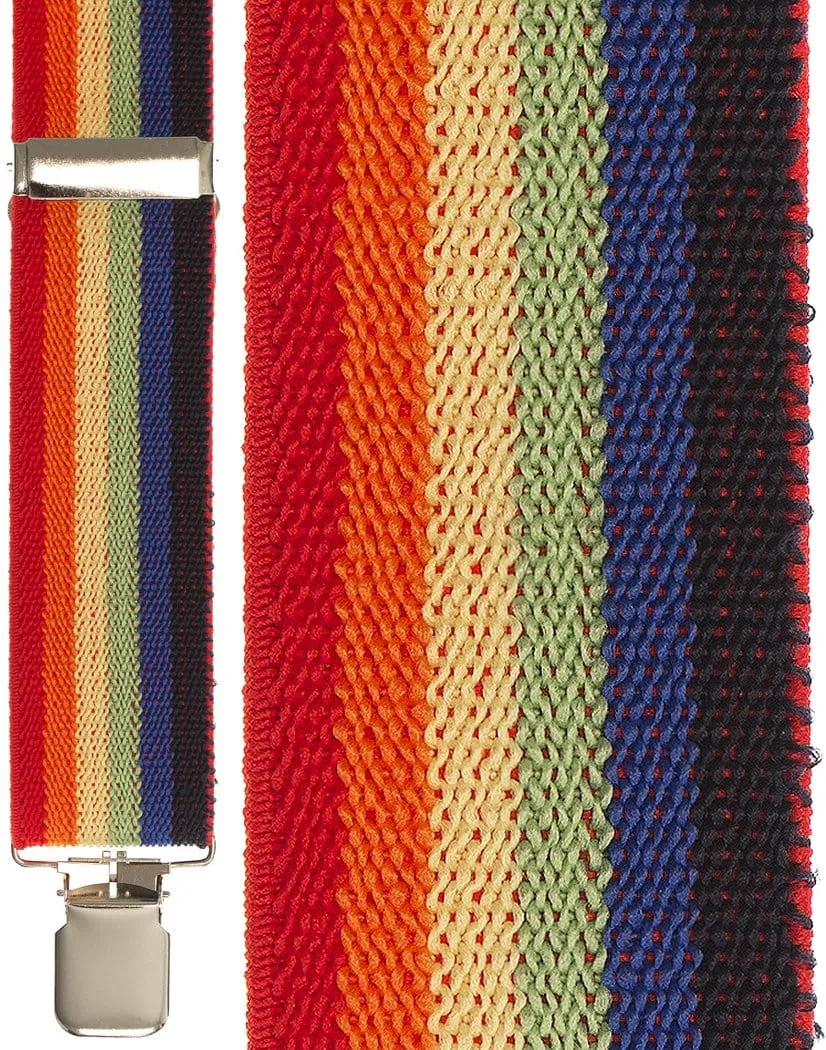 "Red Rainbow Terry Stripe" Suspenders