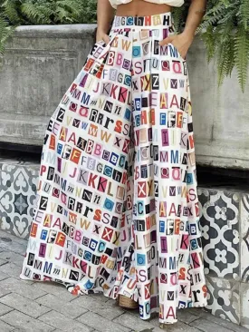 Split Skirt Alphabet Pants
