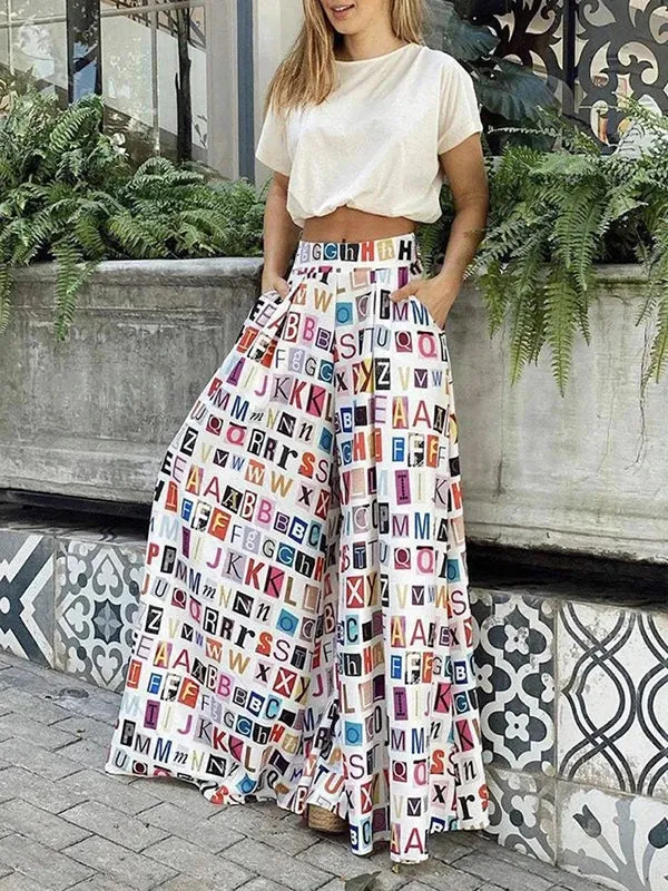 Split Skirt Alphabet Pants