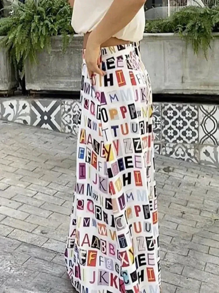 Split Skirt Alphabet Pants
