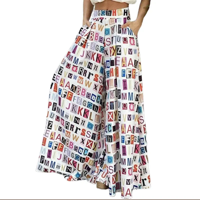 Split Skirt Alphabet Pants
