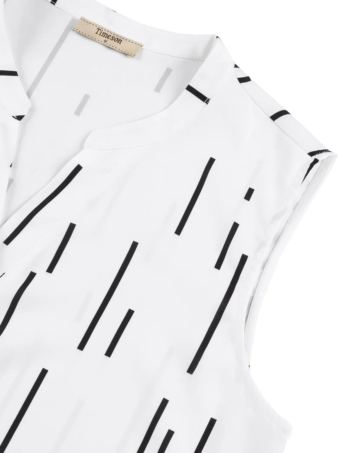 Timeson Women's Chiffon V Neck Sleeveless Blouse Tops Office Work Shirts