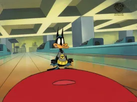 Tiny Toons Original Production Cel on Original Hand-Painted Production Background: Batduck