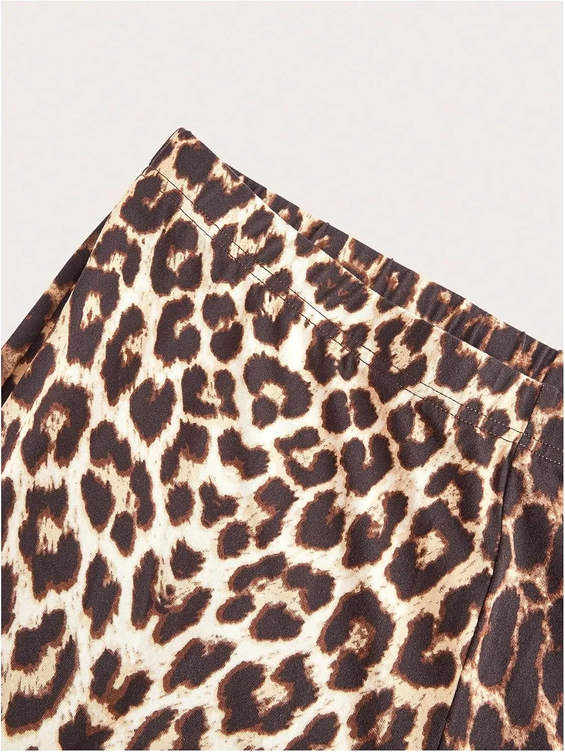 WDIRARA Women's Plus Size Leopard Print Flared Pants Elastic Waist Lettuce Trim Bell Bottom Trousers
