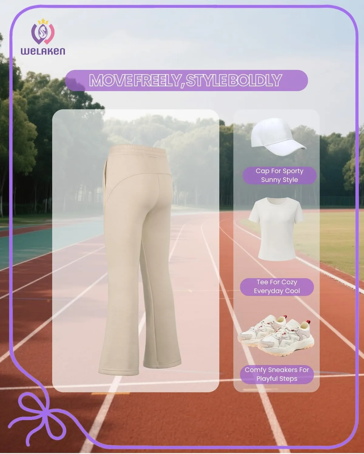 WELAKEN Girls Sweatpants for Casual & Athletic - Kids Flared Pants Bell-Bottom Trousers with Pockets