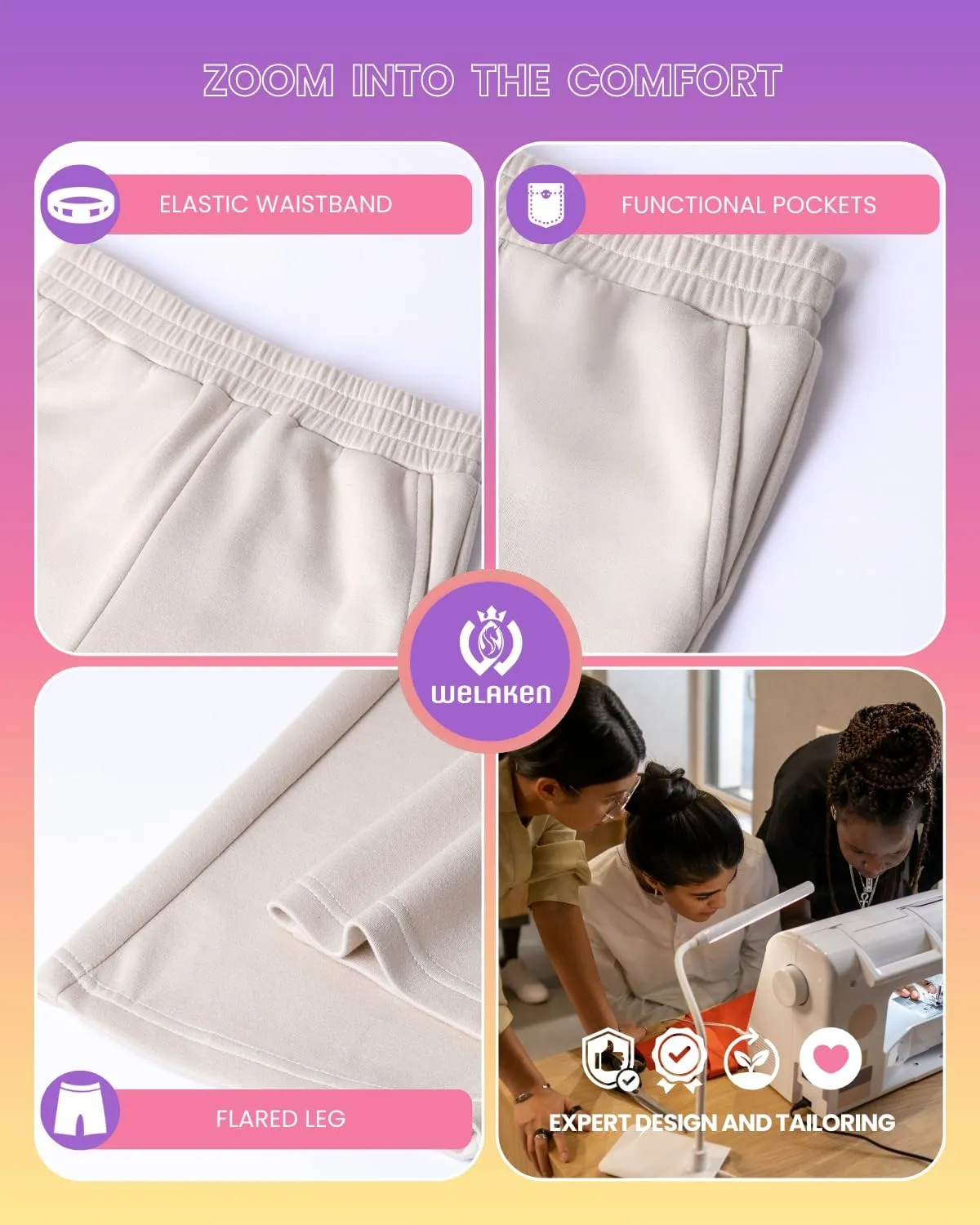 WELAKEN Girls Sweatpants for Casual & Athletic - Kids Flared Pants Bell-Bottom Trousers with Pockets